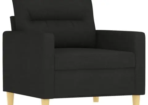 Fotoliu canapea cu taburet, negru, 60 cm, material textil - 4/5