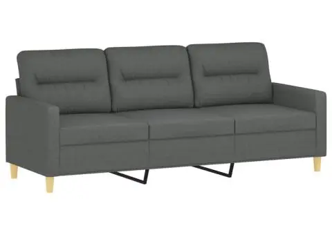 Canapea cu 3 locuri și taburet, gri închis, 180 cm, textil - 4/5