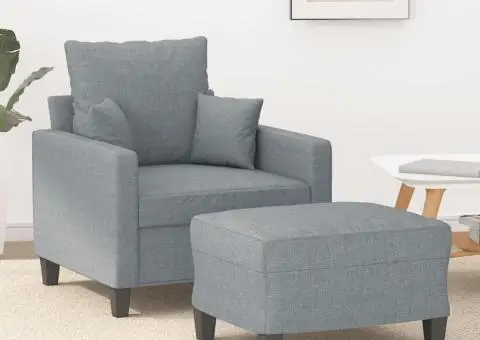 Fotoliu canapea cu taburet, gri deschis, 60 cm, textil - 1/5