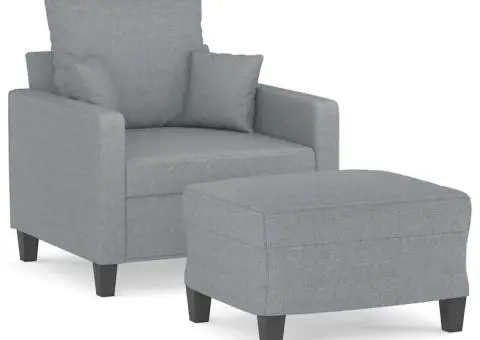 Fotoliu canapea cu taburet, gri deschis, 60 cm, textil - 2/5