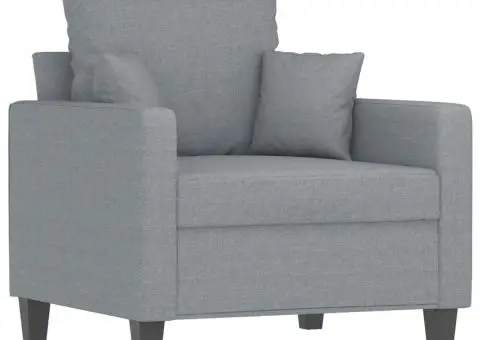 Fotoliu canapea cu taburet, gri deschis, 60 cm, textil - 4/5