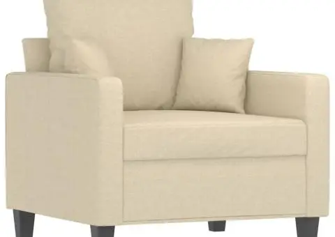 Fotoliu canapea cu taburet, crem, 60 cm, material textil - 4/5