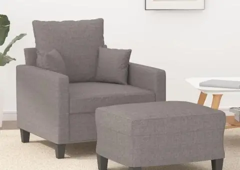 Fotoliu canapea cu taburet, taupe, 60 cm, material textil - 1/5