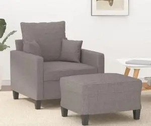 vidaXL Fotoliu canapea cu taburet, taupe, 60 cm, material textil