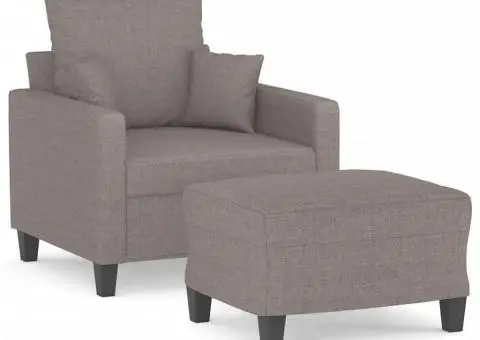 Fotoliu canapea cu taburet, taupe, 60 cm, material textil - 2/5