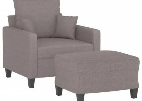 Fotoliu canapea cu taburet, taupe, 60 cm, material textil - 3/5