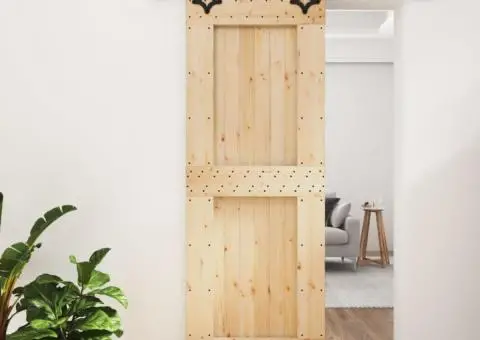 Ușă glisantă cu set de feronerie 80x210 cm, lemn masiv de pin - 1/5