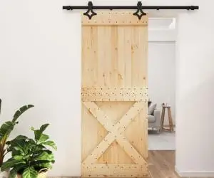 vidaXL Ușă glisantă cu set de feronerie 85x210 cm, lemn masiv de pin