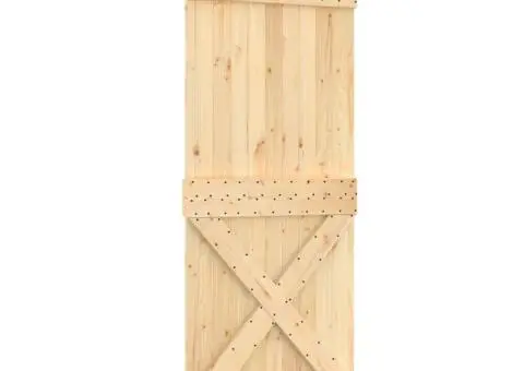 Ușă glisantă cu set de feronerie 85x210 cm, lemn masiv de pin - 2/5