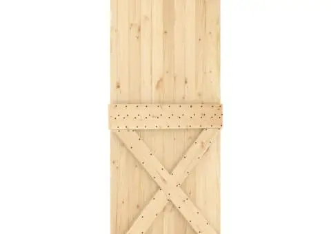 Ușă glisantă cu set de feronerie 85x210 cm, lemn masiv de pin - 3/5