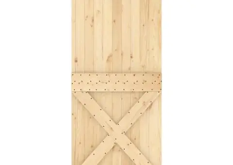 Ușă glisantă cu set de feronerie 85x210 cm, lemn masiv de pin - 4/5