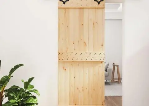 Ușă glisantă cu set de feronerie 85x210 cm, lemn masiv de pin - 1/5