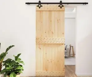 vidaXL Ușă glisantă cu set de feronerie 85x210 cm, lemn masiv de pin