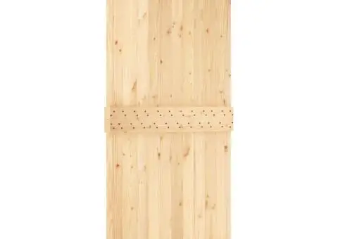 Ușă glisantă cu set de feronerie 95x210 cm, lemn masiv de pin - 3/5