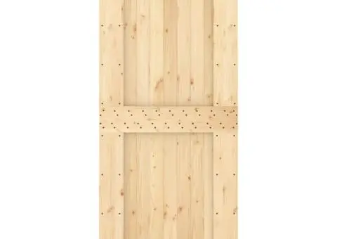 Ușă glisantă cu set feronerie, 90x210 cm, lemn masiv de pin - 4/5