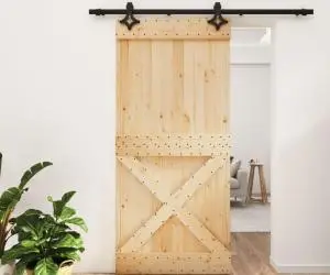 vidaXL Ușă glisantă cu set de feronerie 95x210 cm, lemn masiv de pin