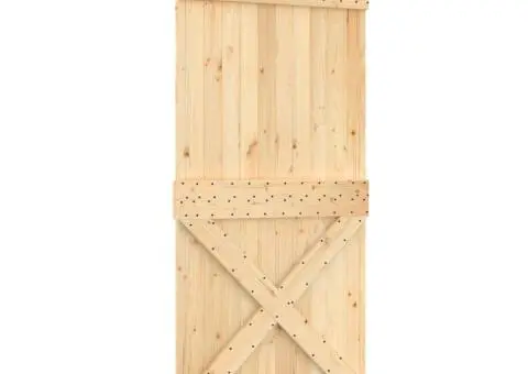 Ușă glisantă cu set de feronerie 95x210 cm, lemn masiv de pin - 2/5