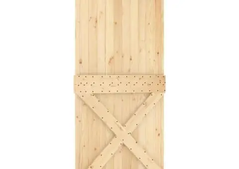 Ușă glisantă cu set de feronerie 95x210 cm, lemn masiv de pin - 3/5