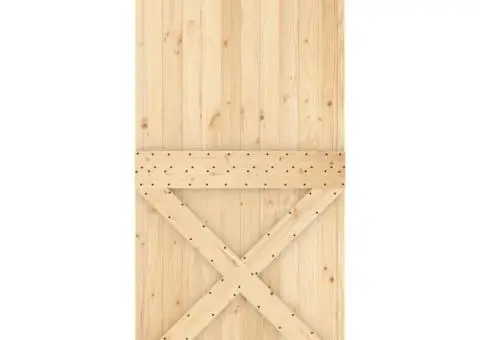 Ușă glisantă cu set de feronerie 95x210 cm, lemn masiv de pin - 4/5