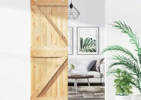 Ușă glisantă cu set de feronerie 70x210 cm, lemn masiv de pin - 1/5