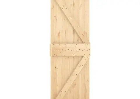 Ușă glisantă cu set de feronerie 70x210 cm, lemn masiv de pin - 3/5