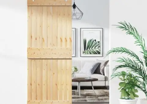 Ușă glisantă cu set de feronerie 80x210 cm, lemn masiv de pin - 1/5