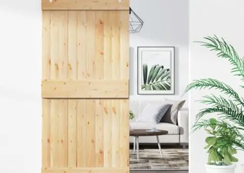 Ușă glisantă cu set de feronerie 95x210 cm, lemn masiv de pin - 1/5