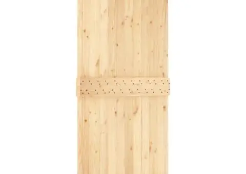 Ușă glisantă cu set de feronerie 95x210 cm, lemn masiv de pin - 3/5