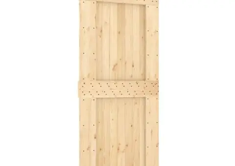 Ușă glisantă cu set feronerie, 90x210 cm, lemn masiv de pin - 2/5