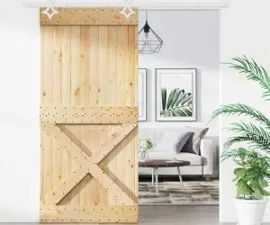 vidaXL Ușă glisantă cu set de feronerie 95x210 cm, lemn masiv de pin