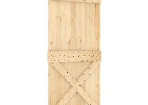 Ușă glisantă cu set de feronerie 95x210 cm, lemn masiv de pin - 2/5