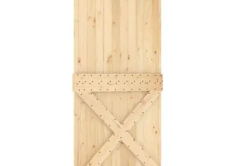 Ușă glisantă cu set de feronerie 95x210 cm, lemn masiv de pin - 3/5