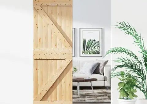 Ușă glisantă cu set de feronerie 70x210 cm, lemn masiv de pin - 1/5