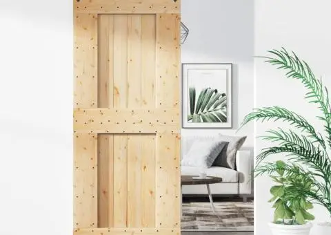 Ușă glisantă cu set de feronerie 85x210 cm, lemn masiv de pin - 1/5