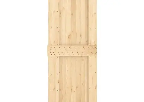 Ușă glisantă cu set de feronerie 85x210 cm, lemn masiv de pin - 3/5