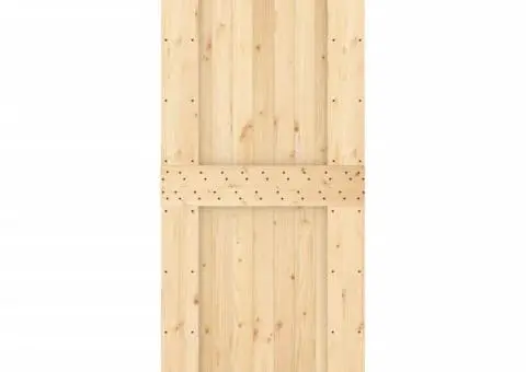 Ușă glisantă cu set de feronerie 85x210 cm, lemn masiv de pin - 4/5