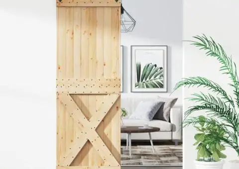 Ușă glisantă cu set de feronerie 70x210 cm, lemn masiv de pin - 1/5