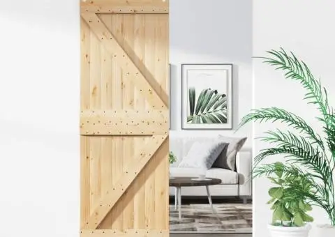 Ușă glisantă cu set de feronerie 70x210 cm, lemn masiv de pin - 1/5