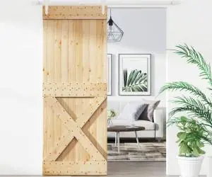 vidaXL Ușă glisantă cu set de feronerie 80x210 cm, lemn masiv de pin
