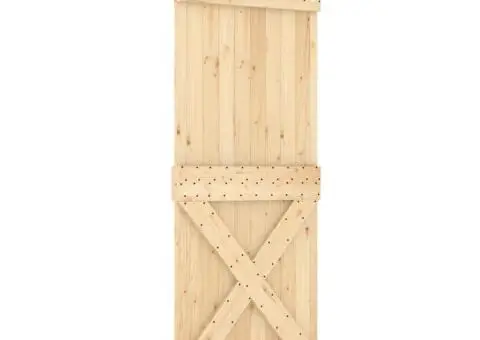 Ușă glisantă cu set de feronerie 80x210 cm, lemn masiv de pin - 2/5