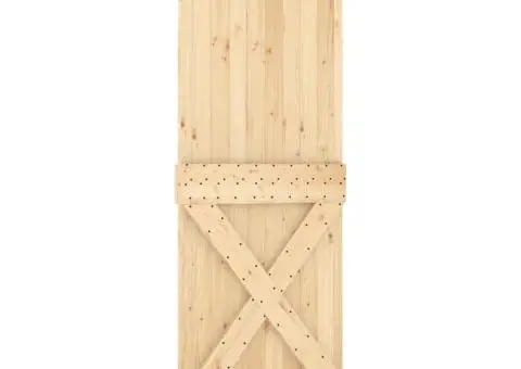 Ușă glisantă cu set de feronerie 80x210 cm, lemn masiv de pin - 3/5