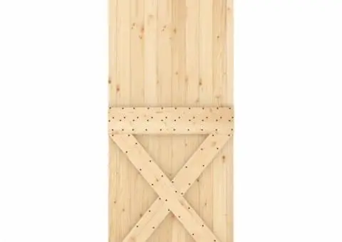 Ușă glisantă cu set de feronerie 80x210 cm, lemn masiv de pin - 4/5