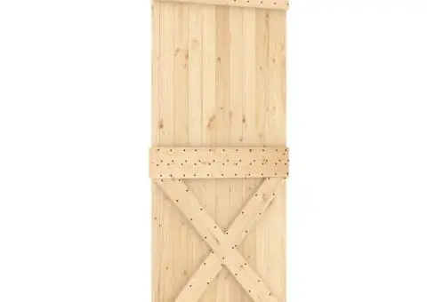 Ușă glisantă cu set feronerie, 90x210 cm, lemn masiv de pin - 2/5