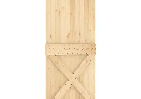 Ușă glisantă cu set feronerie, 90x210 cm, lemn masiv de pin - 3/5