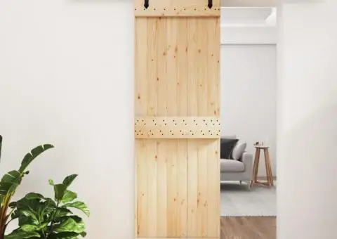 Ușă glisantă cu set de feronerie 70x210 cm, lemn masiv de pin - 1/5