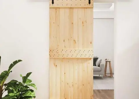 Ușă glisantă cu set de feronerie 85x210 cm, lemn masiv de pin - 1/5