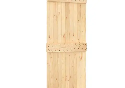 Ușă glisantă cu set de feronerie 85x210 cm, lemn masiv de pin - 2/5