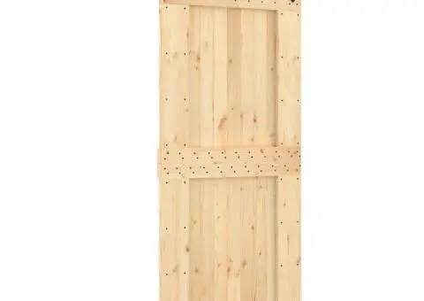 Ușă glisantă cu set feronerie, 90x210 cm, lemn masiv de pin - 2/5