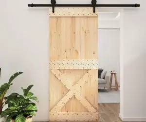 vidaXL Ușă glisantă cu set feronerie, 90x210 cm, lemn masiv de pin