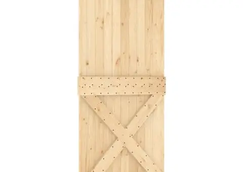 Ușă glisantă cu set feronerie, 90x210 cm, lemn masiv de pin - 3/5